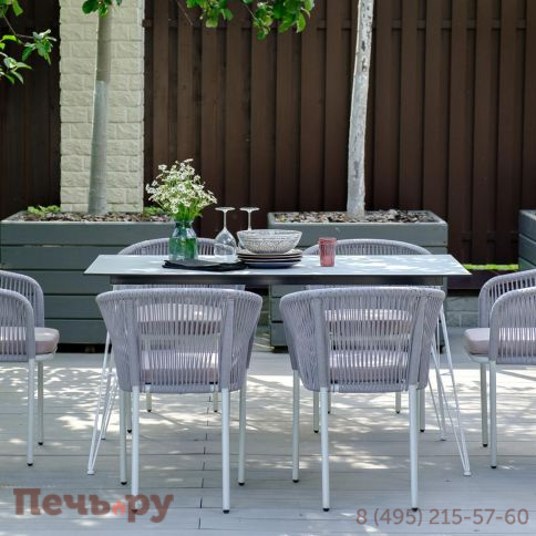 Обеденная группа 4SiS Милан на 6 персон, цвет светло-серый с белым каркасом фото 2