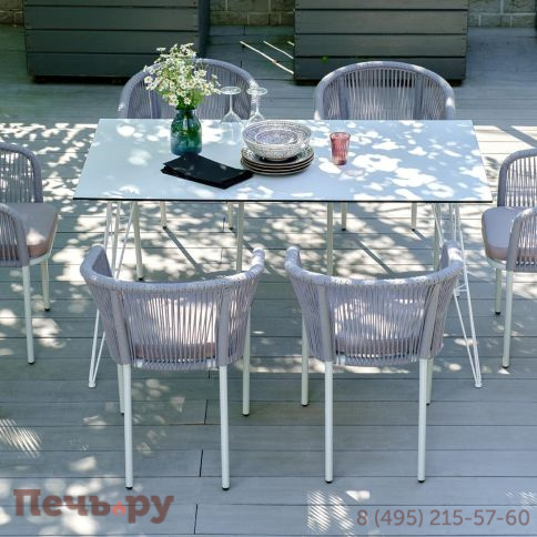 Обеденная группа 4SiS Милан на 6 персон, цвет светло-серый с белым каркасом фото 3