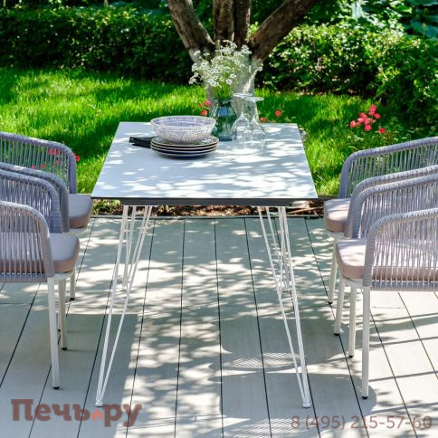 Обеденная группа 4SiS Милан на 6 персон, цвет светло-серый с белым каркасом фото 7