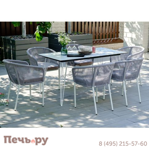 Обеденная группа 4SiS Милан на 6 персон, цвет светло-серый с белым каркасом фото