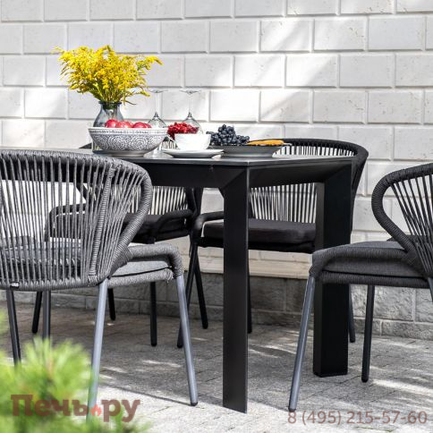 Обеденная группа 4SiS Венето на 6 персон со стульями Милан, каркас темно-серый, роуп темно-серый фото 10