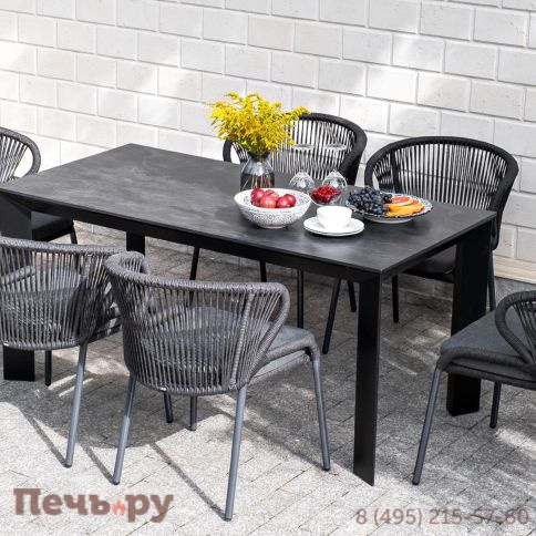 Обеденная группа 4SiS Венето на 6 персон со стульями Милан, каркас темно-серый, роуп темно-серый фото 11