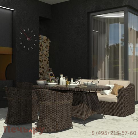 Обеденная группа Rotang Lux Малага овальная фото