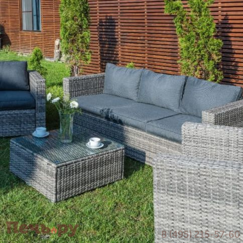 Обеденный комплект Royal Family Karl с трёхместным диваном серого цвета фото 8