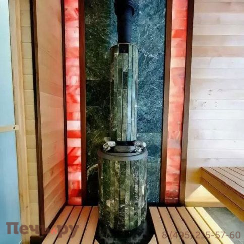 Печь банная Прометалл Атмосфера L КТТ в облицовке наборные ламели фото 18