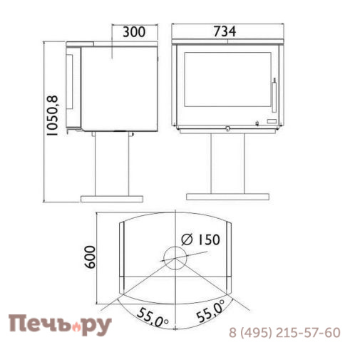 Печь камин ABX Bergen поворотный фото 6