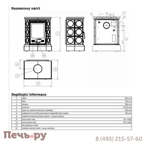 Печь-камин ABX Helvetia KP, с кафельным цоколем, с теплообменником фото 4
