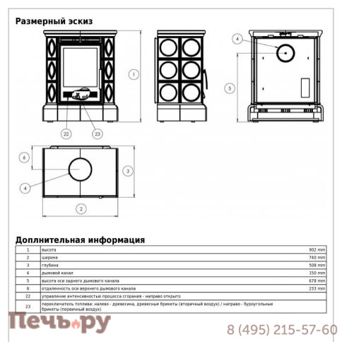 Печь-камин ABX Helvetia KPI, с теплообменником, кафельный цоколь фото 4