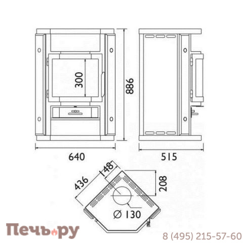 Печь камин ABX Skandik 5 угловой фото 4