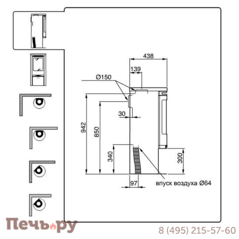 Печь камин Contura 510 Style фото 11