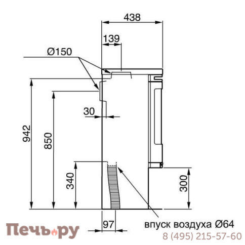Печь камин Contura 510 Style серый фото 6