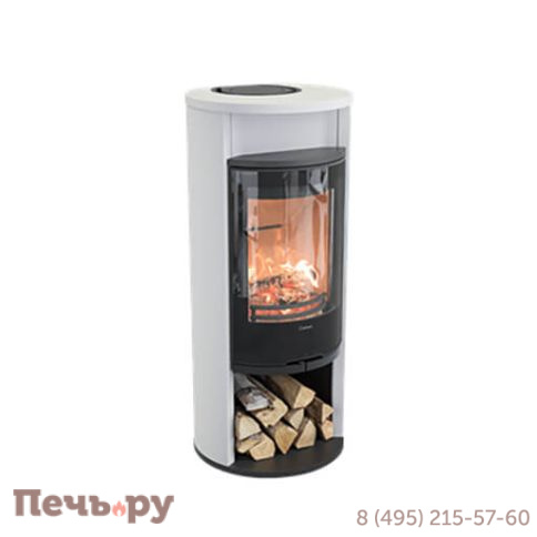 Печь камин Contura 610G Style белый, стеклянная дверца и теплая полка фото