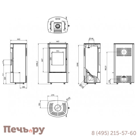 Печь камин Defro Home Ceres 6кВт фото 8