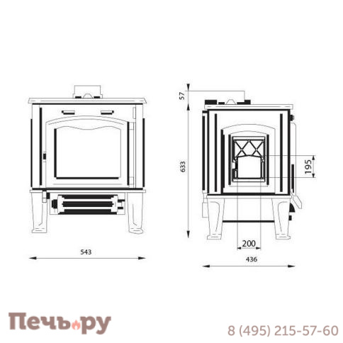 Печь камин Ferguss Hermes cook, side door фото 5