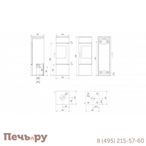 Печь камин Kratki Thor 8 Termotec Black фото 4