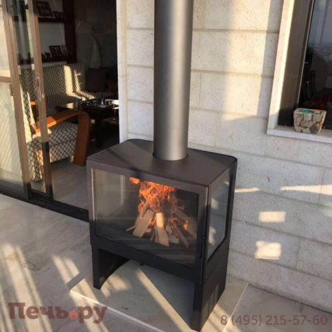 Печь-камин Liseo Castiron LCI 7 GFLR Stove, два боковых стекла фото 6