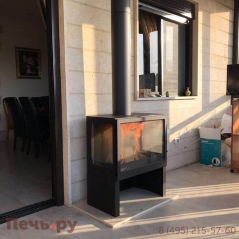 Печь-камин Liseo Castiron LCI 7 GFLR Stove, два боковых стекла фото 7