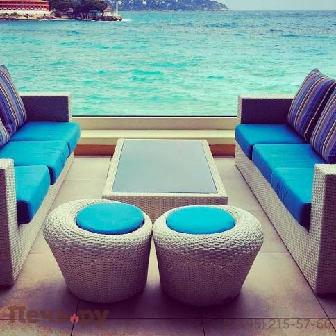 Пуф плетеный с подушкой DFN Maratea фото 2