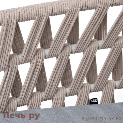 "Диего" кресло плетеное из роупа, каркас алюминий светло-серый (RAL7035) муар, роуп бежевый круглый, ткань светло-серая фото 6