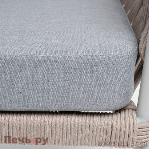 "Диего" кресло плетеное из роупа, каркас алюминий светло-серый (RAL7035) муар, роуп бежевый круглый, ткань светло-серая фото 8