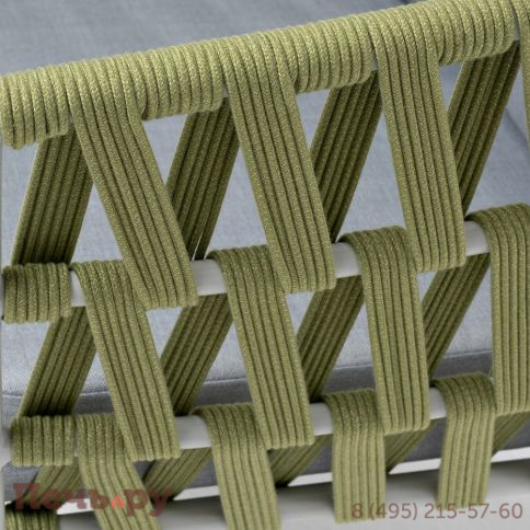 "Диего" кресло плетеное из роупа, каркас алюминий светло-серый (RAL7035) муар, роуп салатовый меланж круглый, ткань светло-серая фото 6