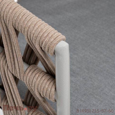 "Диего" стул плетеный из роупа, каркас из стали светло-серый (RAL7035) муар, роуп бежевый круглый, ткань светло-серая фото 5