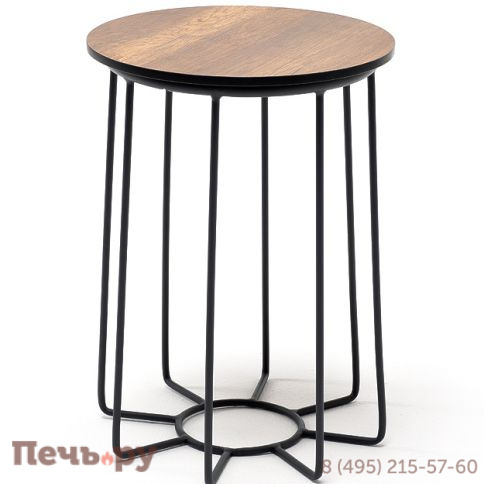 "Эквадор" журнальный стол из HPL круглый Ø40 H55, каркас из алюминия темно-серый (RAL 7024) муар, цвет столешницы "дуб" фото