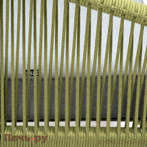 "Канны" кресло плетеное из роупа, каркас алюминий светло-серый (RAL7035) муар, роуп салатовый меланж круглый, ткань светло-серая фото 7