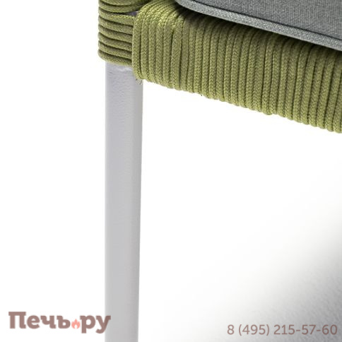 "Канны" кресло плетеное из роупа, каркас алюминий светло-серый (RAL7035) муар, роуп салатовый меланж круглый, ткань светло-серая фото 9