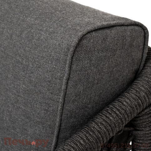 "Канны" кресло плетеное из роупа (узелки), основание дуб, роуп темно-серый круглый, ткань серая фото 9