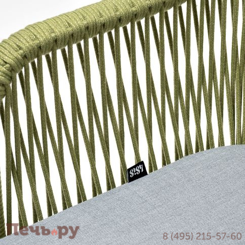 "Лион" стул плетеный из роупа, каркас из стали светло-серый (RAL7035) муар, роуп салатовый меланж круглый, ткань светло-серая фото 6