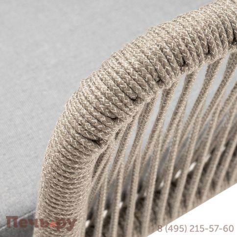 "Лион" стул плетеный из роупа, каркас из стали светло-серый (RAL7035) муар, роуп серый меланж круглый, ткань светло-серая фото 4