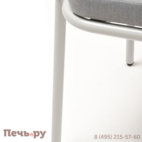 "Лион" стул плетеный из роупа, каркас из стали светло-серый (RAL7035) муар, роуп серый меланж круглый, ткань светло-серая фото 7