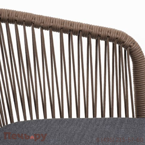 "Марсель" стул плетеный из роупа, каркас алюминий коричневый (RAL8016) муар, роуп коричневый круглый, ткань темно-серая 027 фото 4