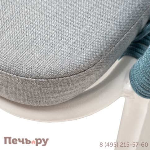 "Марсель" стул плетеный из роупа, каркас алюминий светло-серый (RAL7035) муар, роуп бирюзовый круглый, ткань светло-серая фото 6