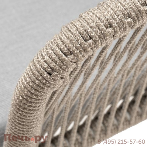 "Марсель" стул плетеный из роупа, каркас алюминий светло-серый (RAL7035) муар, роуп серый меланж круглый, ткань светло-серая фото 4