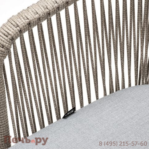 "Марсель" стул плетеный из роупа, каркас алюминий светло-серый (RAL7035) муар, роуп серый меланж круглый, ткань светло-серая фото 5