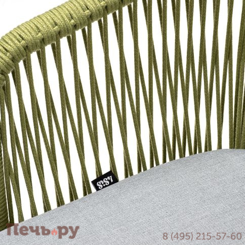 "Марсель" стул плетеный из роупа, каркас алюминий светло-серый (RAL7035) шагрень, роуп салатовый меланж круглый, ткань светло-серая	 фото 5