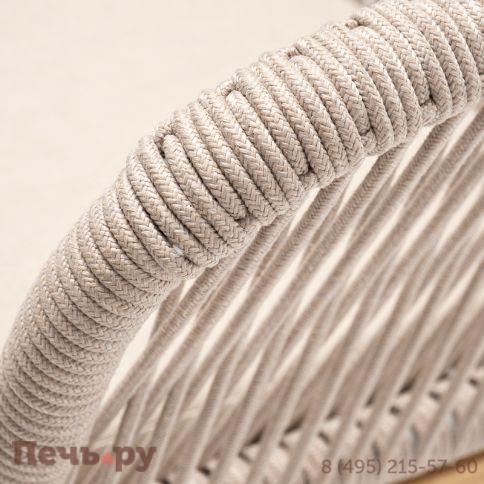 4SIS "Марсель" стул плетеный из роупа, основание дуб, роуп бежевый круглый, ткань бежевая 052 фото 4