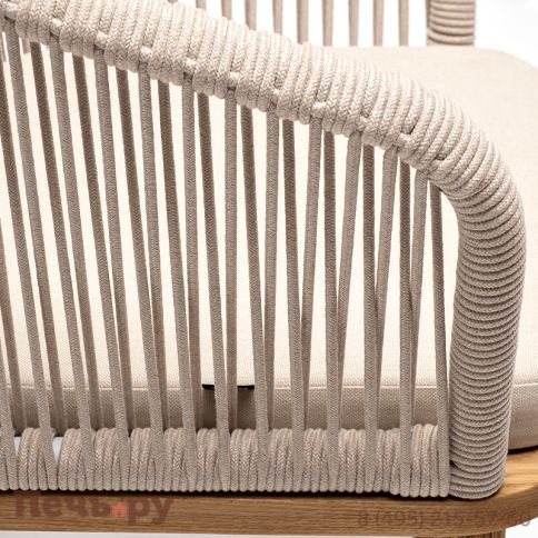 4SIS "Марсель" стул плетеный из роупа, основание дуб, роуп бежевый круглый, ткань бежевая 052 фото 6