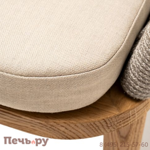 4SIS "Марсель" стул плетеный из роупа, основание дуб, роуп серый меланж круглый, ткань бежевая 052 фото 4