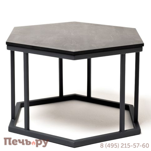 "Женева" интерьерный стол из HPL шестиугольный, D50, H35, цвет "серый гранит" фото