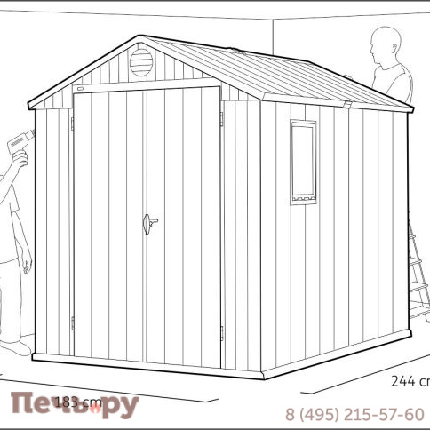 Сарай Keter "Дарвин 6х8" (размеры 183 х 244 см), коричневый фото 15