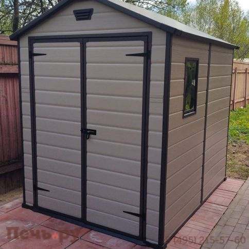 Сарай Gardeck Keter "Манор 6x8DD" (размеры 177х230 см), бежевый фото 4