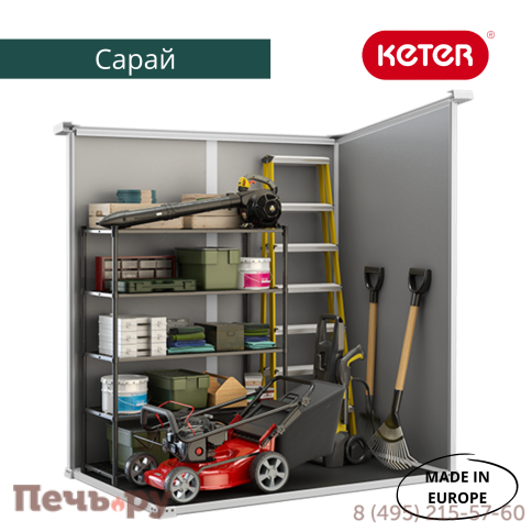 Сарай Gardeck Keter "Манор Пент 6x4" (размеры 175 x 103 см), серый фото 3