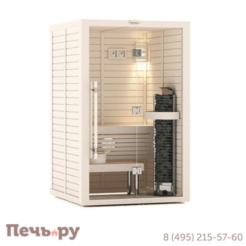 Сауна в сборе Sawo 1414RS-WA-G (1,4м х 1,4м, осина, полностью стеклянная стена, дизайн Wave, правая) фото