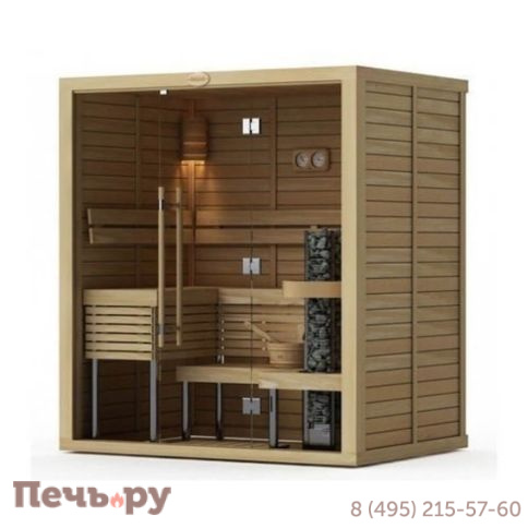 Сауна в сборе Sawo 1420ML-PD-G (1,4м Х 2.0м, кедр, полностью стеклянная стена, дизайн Piano) фото