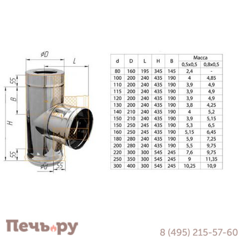 Сэндвич-тройник 90° Феррум (AISI 430/ 0.5) фото 17