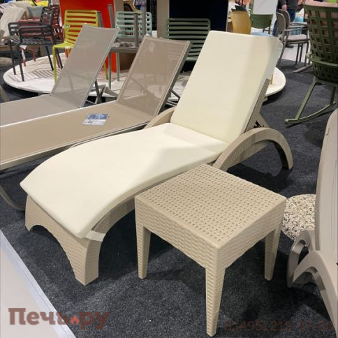 Шезлонг пластиковый с матрасом GS 1009 (Fiji) 234/GS1009/1/TAUPE фото 6