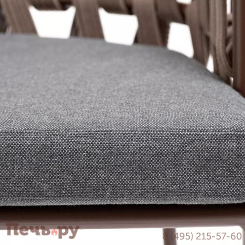 Стул плетеный из 4SiS Диего, каркас из стали коричневый (RAL8016) муар, роуп коричневый круглый, ткань темно-серая 027 фото 5